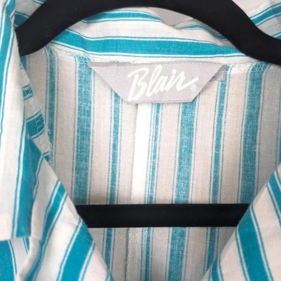 Vintage Blair Blue & White Striped Collared Top - Picture 6 of 6